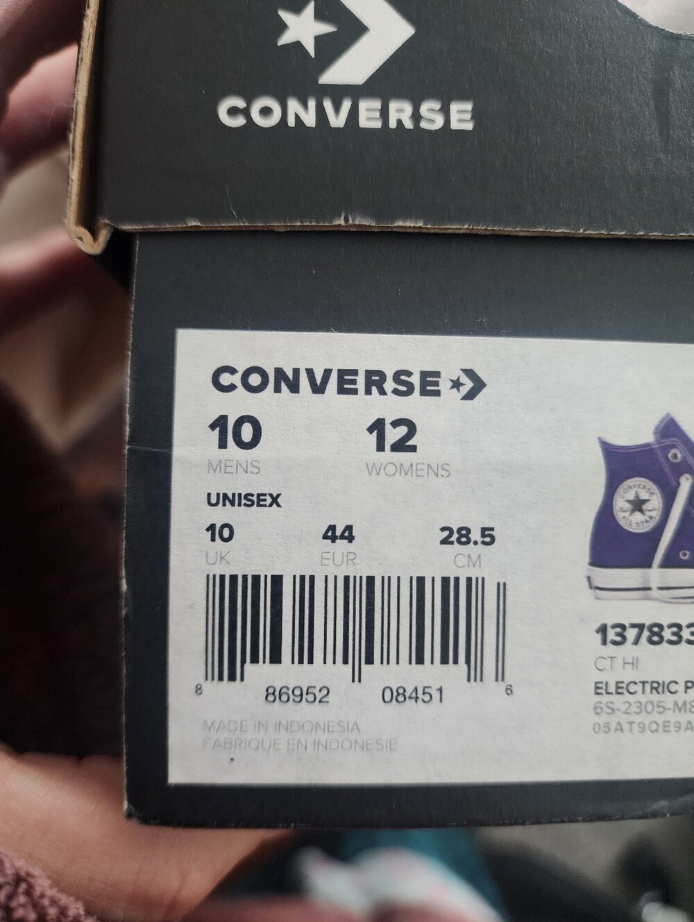 Converse Purple High Top Canvas Sneakers Size 10 In Men And Size 12 In Women. FP - Picture 8 of 8